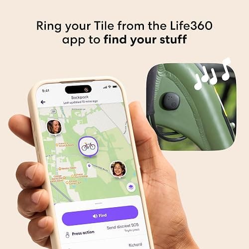 Life360 Tile Essentials - Bluetooth Trackers & Item Locators for Keys, Wallets, Remotes & More; Easily Find All Your Things. Both iOS and Android Compatible. 4-Pack (Mates/Slim/Sticker) thumbnail 3