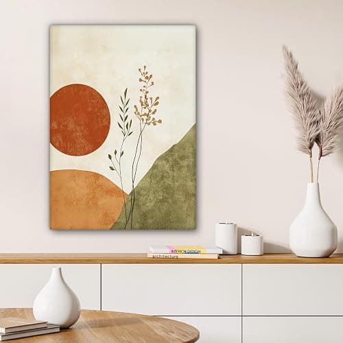 MuchoWow© Impressions sur Toile 50x70 cm Deco Tableau Murale Decoration Salon Peinture Tableaux Chambre Toiles Maison Soleil - Abstrait - Branches - Orange thumbnail 6