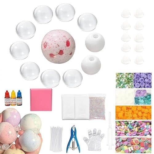 RandJ DIY Stress Ball Making Kit, Squishy Maker Kit with Blank Skins & Air Pump, Add Water to Make Your Own Crunchy Stress Balls for Adults, Transparent Squeeze Toy - Image 1