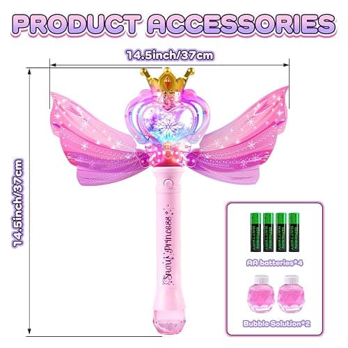 Princess Bubble Wand Machine for Girls, Electric Bubble Mahcine Blower with LED Light & Music, 9000+ Bubbles per Minute, Bubble Maker Gifts for Kids Girls Birthday Party thumbnail 3