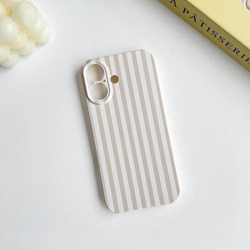 Lovmooful for iPhone 16 Case Cute Color Striped Design-Apricot | Compatible for iPhone 16 Case,Aesthetics,for Girls Women,Soft TPU,Shockproof,More Protective,Girly thumbnail 5