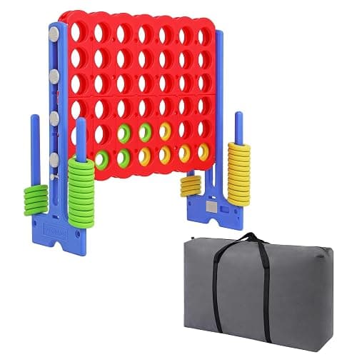 SDADI Jumbo 4 in a Row Game, 4-to-Score Giant Game Set with Adjustable Height (2.5-3.5 FT) for Kids & Adults, Indoor/Outdoor Connect Game with Quick-Release Slider, Perfect for Family and Party Games - Blue - Image 1