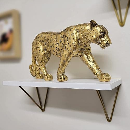 POLYDUKE Modern Polyresin Cheetah Figurine Home Décor Realistic Antique Classical Leopard Statues Living Room Decor Ornament Figures，Gold 7.1" H…… - Gold - 15.65"L x 6.75"H thumbnail 8