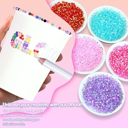 2 Boxes 100000+ Pcs Resin Jelly Rhinestones for Bedazzling Kit, 3mm Multicolor Flat Back Gems Bedazzler Kit with 3Pcs 10ml B7000 Jewelry Glue, Colorful Bulk Jewels for Diamond Nail Art thumbnail 4