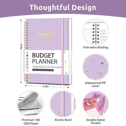 Budget Planner - Monthly Budget Book with Expense Tracker Notebook, Undated Bill Organizer & Finance Planner to Take Control of Your Money, 2025-2026 Account Book to Manage Your Finances-Lavender thumbnail 7