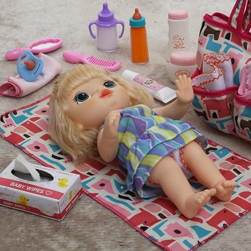 14 Pack Baby Doll Accessories, Baby Doll Feeding and Caring Set Includes Diaper Bag, Doll Diapers, Magic Bottle, Changing Mat for Girl Toddler Kid, Babies Pretend Play Set for Birthday Gift Christmas thumbnail 6