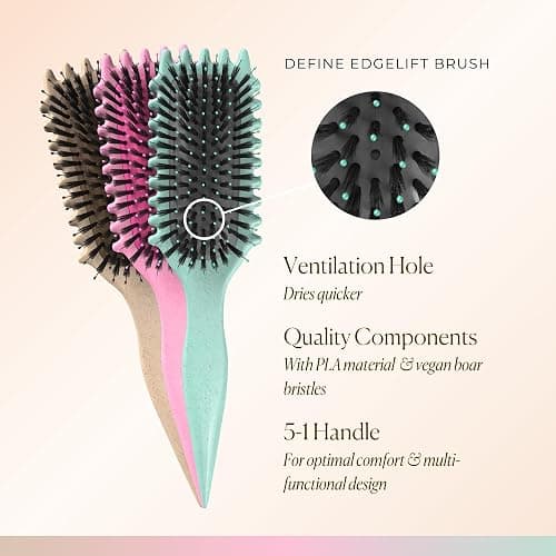 Bounce Curl Define EdgeLift Brush, 5-in-1 Tool for Effortlessly Defined Curls, Waves & Coils, Reduces Frizz - Pink - Pink thumbnail 3