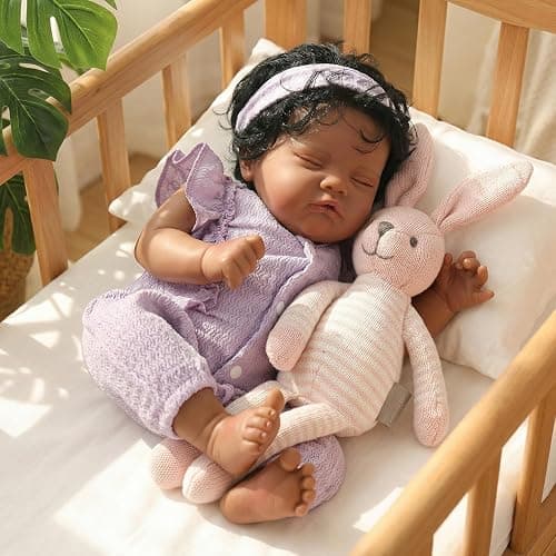WOOROY Reborn Baby Dolls Black Girl, 18 Inch Lifelike African American Doll | Realistic Newborn Baby, Real Life Sleeping Babies, Weighted Soft Cloth Body, Gift Toy Set with Accessories for Kids Ages 3+ thumbnail 4