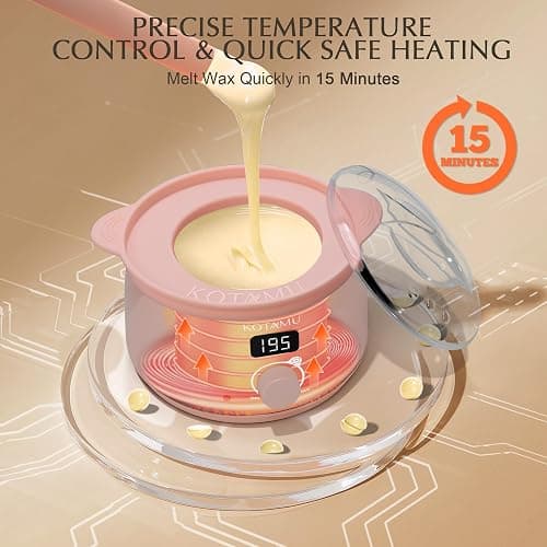 KOTAMU Wax Warmer, Waxing Kit for Women Men Hair Removal, Digital Waxing Machine for Face Eyebrow Bikini Brazilian Leg Body &Sensitive Skin, Pink Wax Kit With 44 Accessories for Home Salon Use thumbnail 2