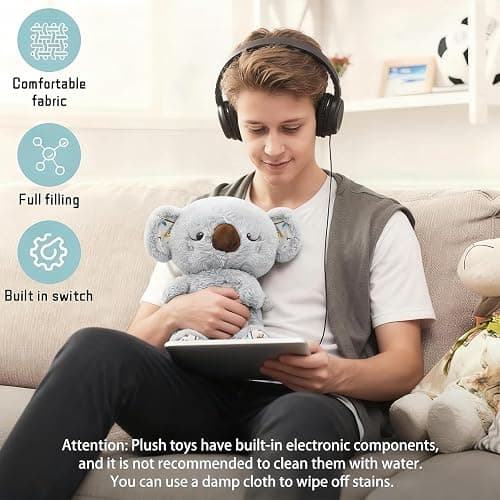 rytopt Breathing Stuffed Animal, No Breathing Movement in Its Abdomen, Koala Stuffed Animal, 4 Gear Adjustment, Volume Control, with Music & Lights ﻿ thumbnail 5