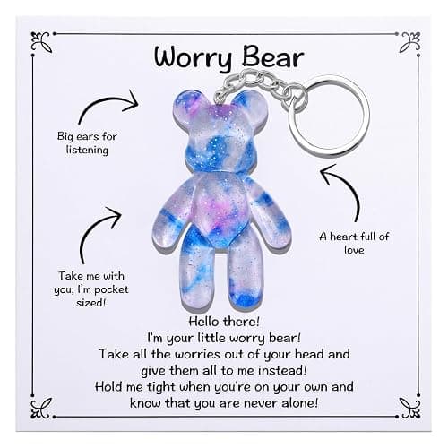 Aesnefe Pocket Worry Bear Hug, Anxiety Relief Keepsake, Mental Health Encouragement Gift, Emotional Support Token, Stress Comfort Gift for Teens & Adults, Light Blue - Image 1