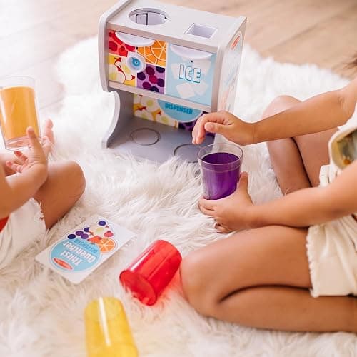 Melissa & Doug Thirst Quencher Wooden Drink Dispenser with Juice Inserts, Ice Cubes & Play Kitchen Accessories, Preschool Learning Toys for Girls & Boys 3+ - FSC Certified thumbnail 10