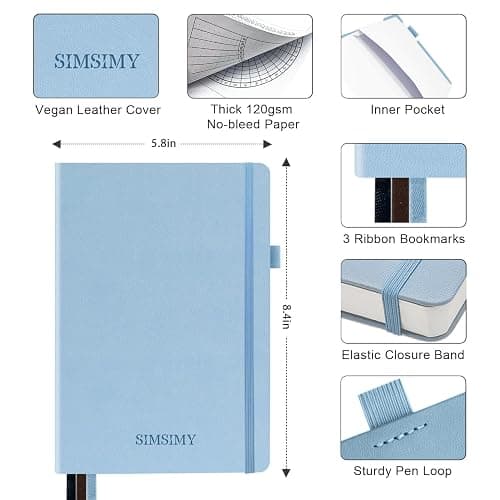 SIMSIMY Premade Dotted Journal Notebook with Bullet Templates, Pre-made Dot Grid Journaling with Undated Weekly & Monthly Planner, Various Trackers, Lasts 1 Year, A5 thumbnail 7