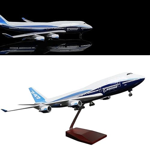 24-Hours 18” 1:130 Model Jet Airplane B747 Model Plane Aircraft Model Diecast Airplane for Adults with LED Light(Touch or Sound Control) for Decoration or Gift - B747