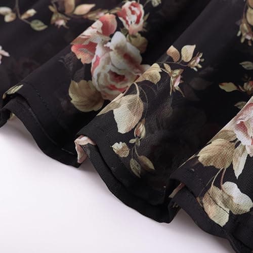Scarlet Darkness Floral Corset Dress Women Summer Cottagecore Flowy Dress | Puff sleeve, off the shoulder or square neck, slit hem, side pockets; ideal for tea party, wedding, vacation, date thumbnail 8