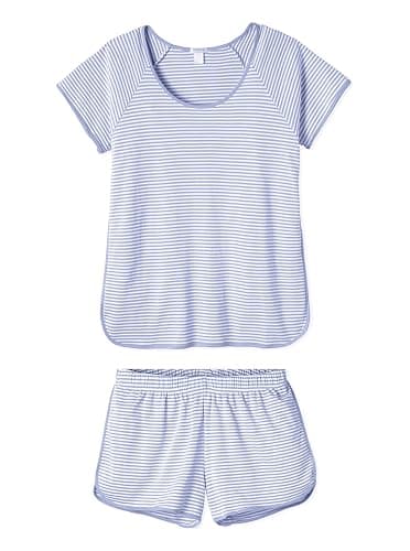 Hilinker Women Striped Pajama Set Short Sleeve Top with Shorts Sleepwear Pjs 2 Piece Lounge Sets - Image 1