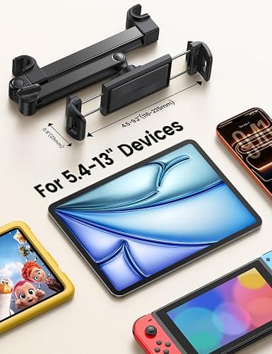 Lamicall Car Headrest Tablet Holder, Foldable Clip, Lockable | Tablet Mount for Car Backseat, Car Accessories for Kids, for iPad Pro, Air, Mini, Galaxy Tab, Fire HD, 5.4-13" Tablets thumbnail 5