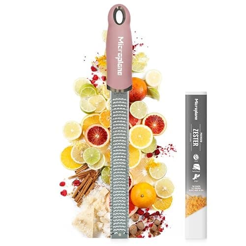 Microplane Zester Grater in Dusty Rose for Citrus Fruits, Hard Cheese, Ginger, Chocolate and Nutmeg with Fine Stainless Steel Blade - Made in USA - Image 1