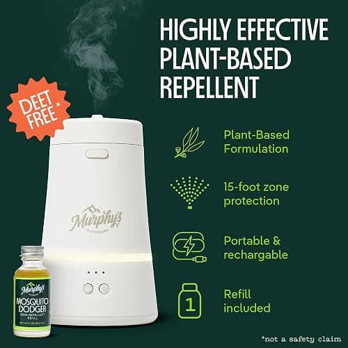 Murphy's Naturals Mosquito Dodger Zone Repellent, Outdoor Mosquito Spray, Essential Oils, 15-Foot Zone, Repels for 30 Hours, Refill Included. thumbnail 2