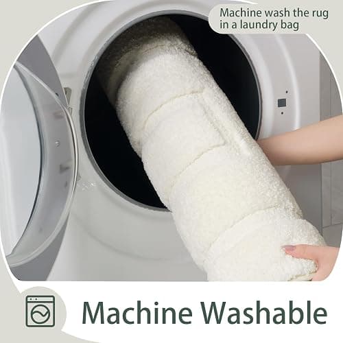 HOMORE Bathroom Runner Rugs 24x70 Non Slip Washable Long White Bathroom Rug Absorbent Plush Bath Rug for Shower Floor,Ivory thumbnail 4
