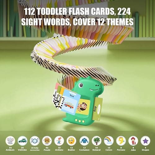 Talking Flash Cards for Toddler Toys for 2 3 4 5 6 Year Old Baby Boys Preschool Learning Resources Sensory Toys for Autism Educational Montessori Toy with 224 Words Interactive Gifts For Kids Age 2-6 - British-Green thumbnail 4