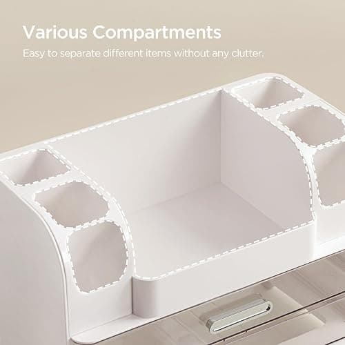 HBlife Makeup Organizer for Vanity with Brush Holder, Large Bathroom Countertop Cosmetic Organizer Skin Care Storage, Easy to Store Lipsticks, Nail Polishes, Perfumes, Eyeshadow Palettes, White thumbnail 5