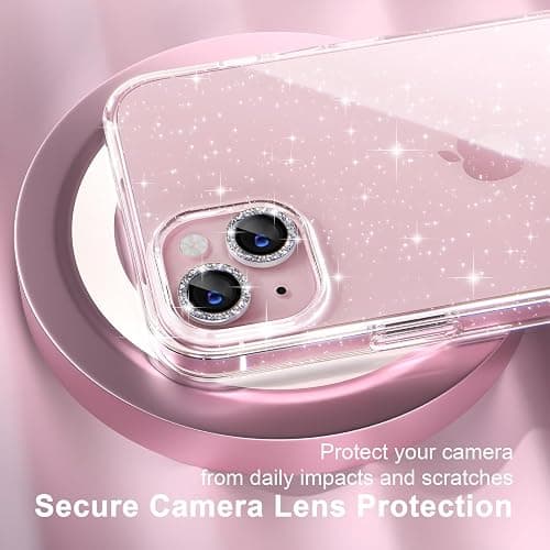 Choiche for iPhone 15 Plus Case Clear Women Girly (Glitter Clear) | Cute Glitter Bling Sparkly Phone Case, [2 x Diamond Camera Lens Protectors] [2 x Tempered Glass Screen Protectors] 6.7-inch thumbnail 4