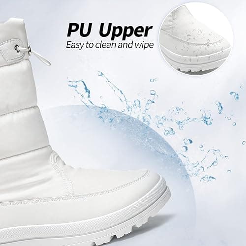 HYPOCRUTE Women's Warm Snow Boots with Fur Lined Black and White Wide Winter Boots Water-resistant Mid Calf Boots for Hiking,Working,Outdoors thumbnail 4