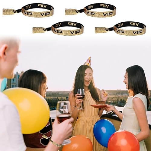 JJUNW 20 Stück VIP Stoff-Armbänder, Glitzer Eintrittsbänder mit VIP, Einlassbänder Eintrittsarmbänder, Partybänder VIP Identifikationsarmbänder für Events Konzert Festival Geburtstag Hochzeit thumbnail 5