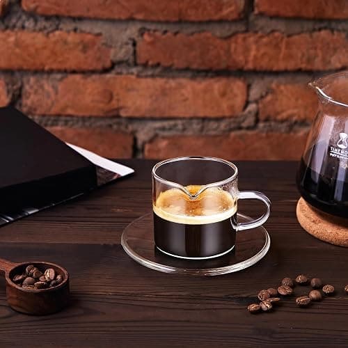 Gulex Espresso Cups, Glass Coffee Espresso Cups with Pour Spout, 4.3 oz, Clear, Set of 2 (Set of 2) thumbnail 8