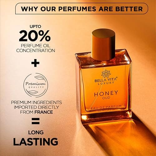 BellaVita Luxury Honey Oud Eau de Parfum (3.4 fl. oz.) | Patchouli, Vanilla, Bergamot, Floral & Spicy + Made with Clean & Vegan Essentials Oils + Cruelty Free | Long-Lasting Unisex Fragrance thumbnail 4