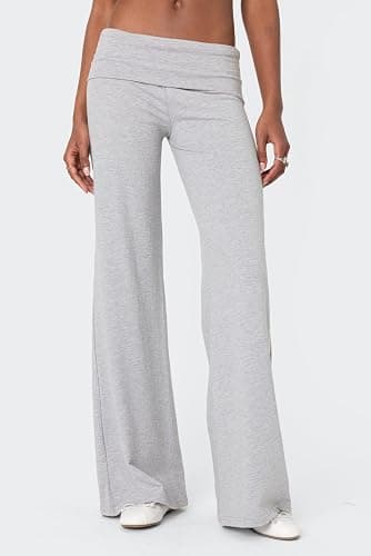 Luckinbaby Women's Flare Skinny Pants Fold Over Leggings Stretch Bootcut Bell Bottom Slim Fit Yoga Pants Y2k Joggers thumbnail 6