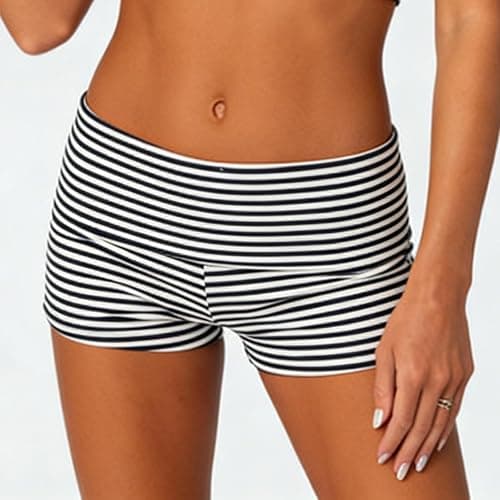 KMBANGI Womens Fold Over Shorts Elastic Waist Y2k Lounge Shorts Foldover Cute Pajama Micro Bottoms Mini Shorts Sleepwear thumbnail 5