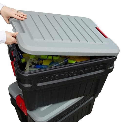 Rubbermaid ActionPacker️ 24 Gal Lockable Storage Box Pack of 2, Outdoor, Industrial, Rugged, Grey and Black thumbnail 8