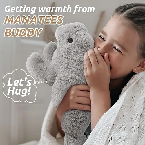 Manatee Stuffed Animals, Microwavable Stuffed Animal Adorable Fluffy Manatee Plush for Warmth Comfort, Heatable Coolable Lavender Scent Toy, Cute Soft Plushie Gift for Kids Adult & Children Boys Girls thumbnail 4