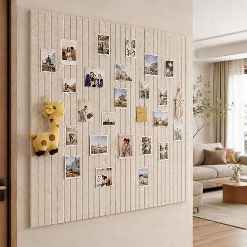 OceanBreezy Large Oatmea Felt Square Cork Board Alternative 6-Pack,36"x 24" | Felt Bulletin Board with 40 Removable Nano Adhesive Tabs & 40 Pushpins, Felt Wall Panels for Wall Home Office Classroom thumbnail 2