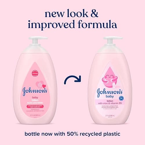 Johnson's Baby lotion with coconut oil, aloe vera & vitamin b5, 72 hour hydration, gentle baby moisturizer, hypoallergenic, safe for newborns, helps protect from dryness, 27.1 fl oz thumbnail 2
