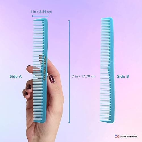Allegro Combs #400 Barber Cutting Combs – All-Purpose Hair Comb Set, 12 Pk (Baby Blue) thumbnail 2
