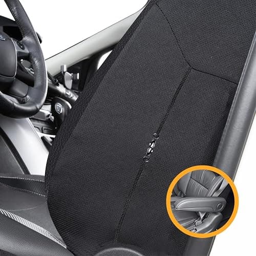 Flying Banner Universal Carbon Fibre Leather Car Seat Covers Airbag Compatible Seat Protector (Full Set, Black) thumbnail 6