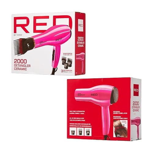 RED by KISS 2000 Ceramic Hair Dryer, Professional Salon Blow Dryer, 2 Detangler Pik Attachments, Tourmaline Technology, 3 Heat Settings, Easy Storage Loop (Pink) thumbnail 5