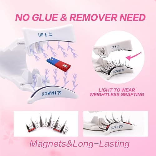 Reusable Magnetic Lashes Natural Look Magnetic Eyelashes without Eyeliner No Glue Needed False Eyelashes Magnetic Lashes Kit with Applicator thumbnail 7