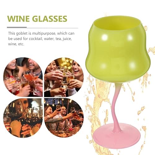 Amosfun Rose Cocktail Glasses Cute Wine Goblet Decorative Stemmed Cup Colored Shaped Glassware for Wine Drinks Ice Cream Dessert Yellow - Yellow thumbnail 6