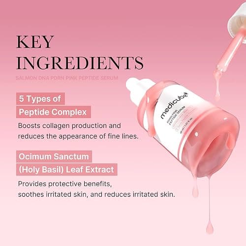 medicube Salmon DNA PDRN Pink Peptide Serum, Pink glow serum, Peptide, Niacinamide, Hydrating & Moisturizing & Firming, Uneven Skin Tone, Korean Skincare | 1.01 fl.oz. (1.01 fl.oz., Salmon DNA PDRN) thumbnail 5
