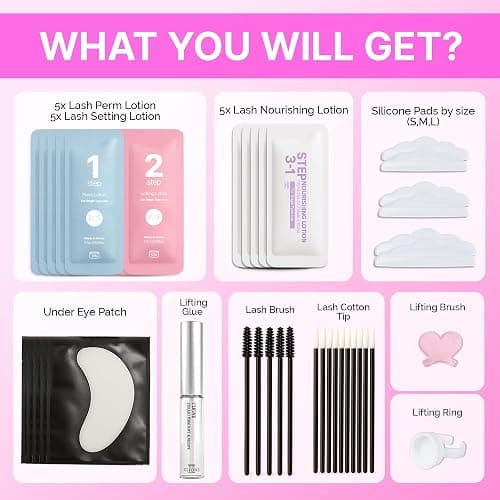 Korean Lash Lift Kit - 5 Sets At Home Eyelash Perm Kit with Upgraded Glue, Eyelash Lift, DIY Lash Perm Easy for Beginner & Professional, Semi Permanent Perming Wave Suitable For Salon & Home thumbnail 8