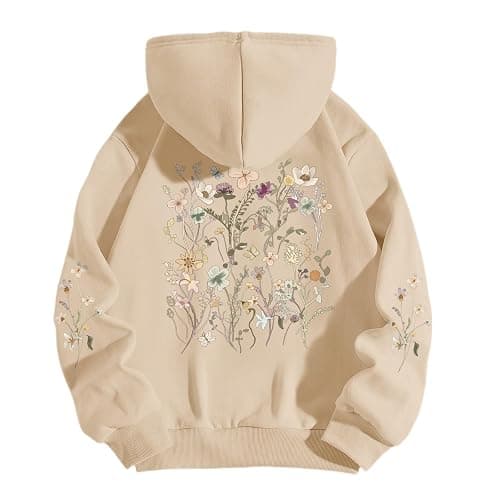 Sulayesh Women's Floral Printed Hoodies Vintage Aesthetic Flower Graphic Sweatshirt Cute Boho Fleece Thermal Hoodie Pullover - Image 1