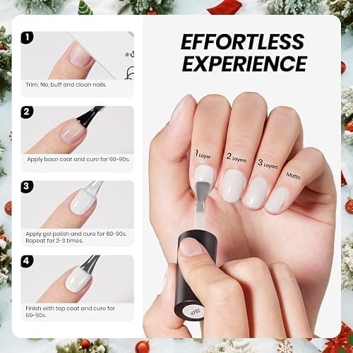 Beetles Winter's Glee Milky White Gel Nail Polish - 15ml Neutral Jelly Nude Nail Polish Base Color Nail Concealer Sheer Translucent Effect Soak Off UV French Nail Art Salon Christmas Gift for Women thumbnail 7