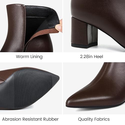 Abbleet Women's Ankle Boots Pointed Toe Chunky Block Heel Short Boots for Women Low Heeled Booties thumbnail 4