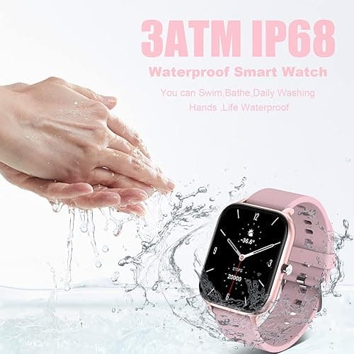 Smart Watch for Men Women Compatible with iPhone Samsung Android Phone 1.69 inch Full Touch Screen IP68 Waterproof Bluetooh Fitness Tracker Heart Rate/Sleep Monitor (Pink) - pink thumbnail 6