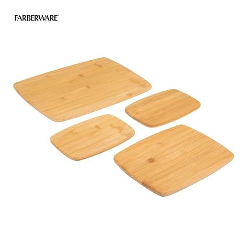 FARBERWARE 4-Piece Reversible Bamboo Cutting Board and Charcuterie Set, Assorted Sizes, Durable Wood Serving Boards for Cheese, Meats, and Prep thumbnail 4