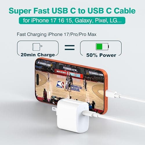 IFEART USB C to USB C Cable for MacBook Air MacBook Pro Charger, iPad Pro 13 12.9 11 inch, iPad Air 5 4, Mini 6, iPhone 17 16 15 Pro Max, Pixel, USBC Type C Fast Charging Cord 6.6FT thumbnail 5